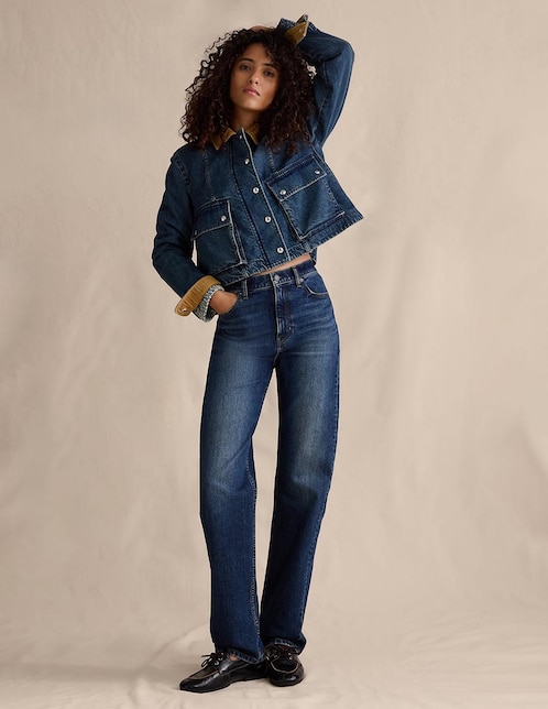 Jeans straight cintura alta para mujer