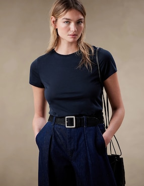 Playera manga corta cuello redondo para mujer