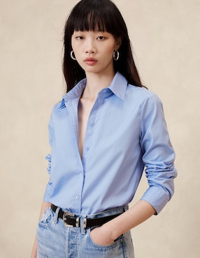 Camisa de algodón manga larga para mujer