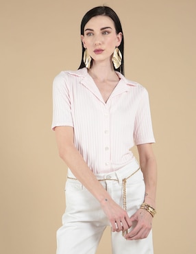 Blusa camisera manga corta para mujer