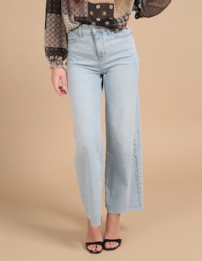 Jeans Wide Leg Corte Cintura Alta Para Mujer