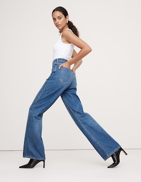 Jeans wide leg corte cintura para mujer