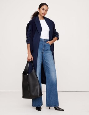 Jeans wide leg corte cintura para mujer