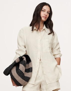 Camisa Banana Republic de algodón manga larga para mujer
