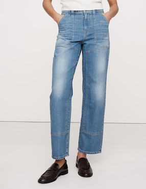 Jeans straight corte cintura para mujer