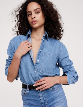 Camisa Banana Republic de mezclilla manga larga para mujer