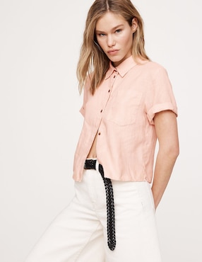 Camisa Banana Republic de lino manga corta para mujer