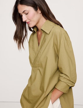 Camisa de algodón manga larga para mujer