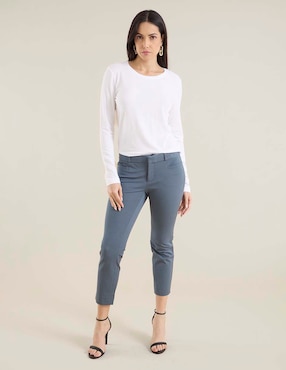 Playera manga larga cuello redondo para mujer