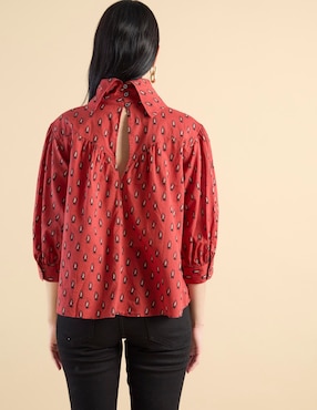 Blusa de algodón manga larga para mujer