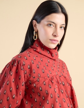 Blusa de algodón manga larga para mujer