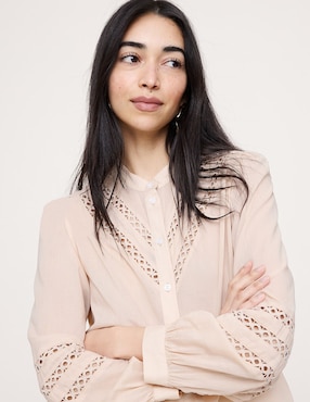 Camisa de algodón manga larga para mujer