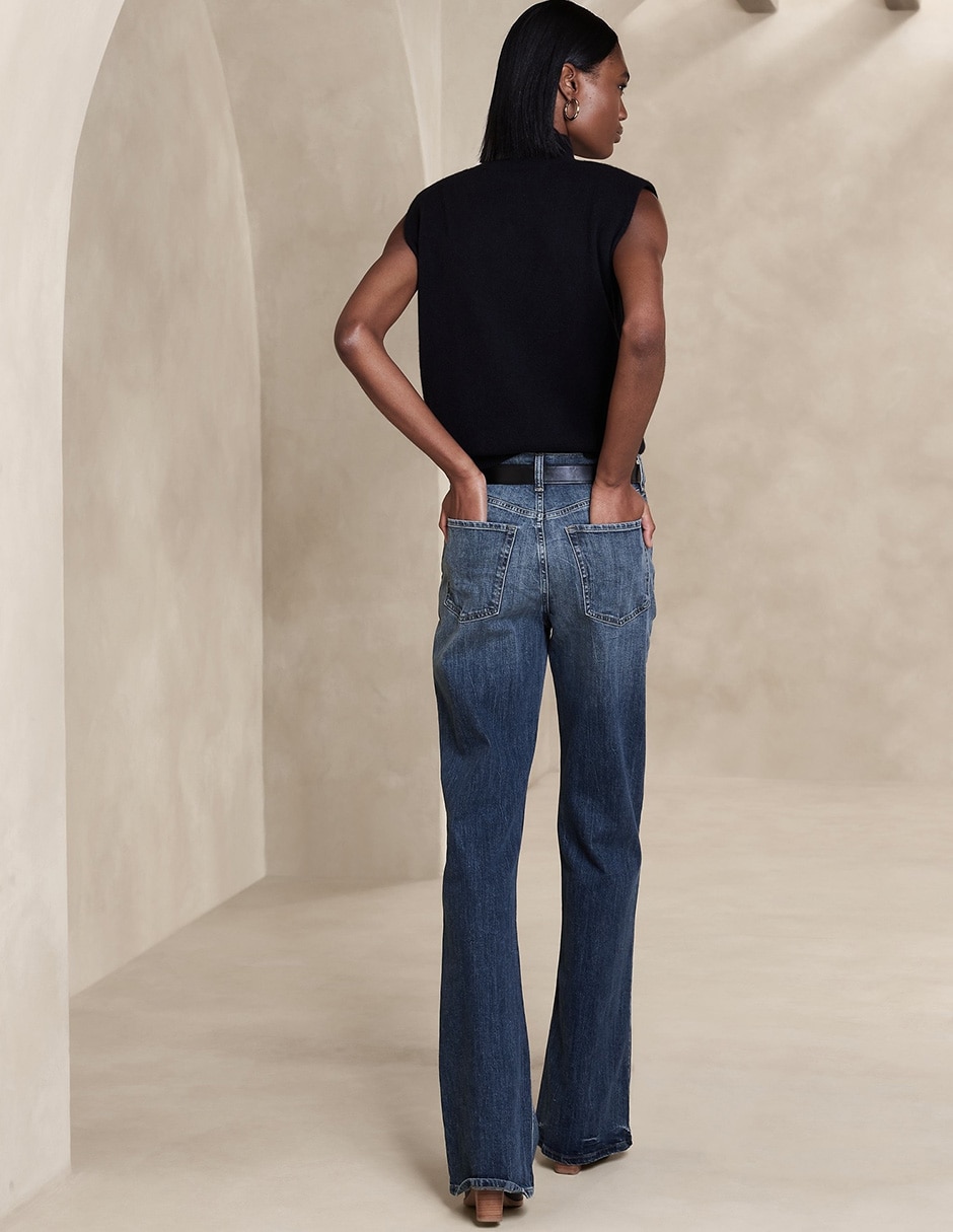 Jeans flare corte cintura alta para mujer