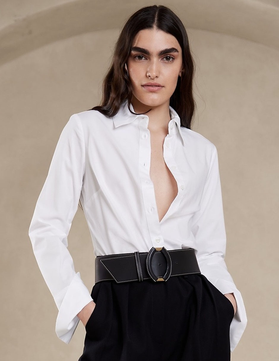 Camisa blanca manga larga para mujer on sale