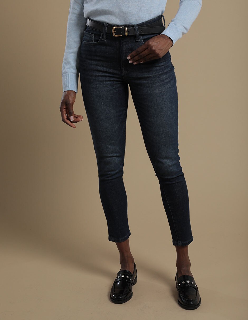 Jeans skinny corte cintura para mujer 1