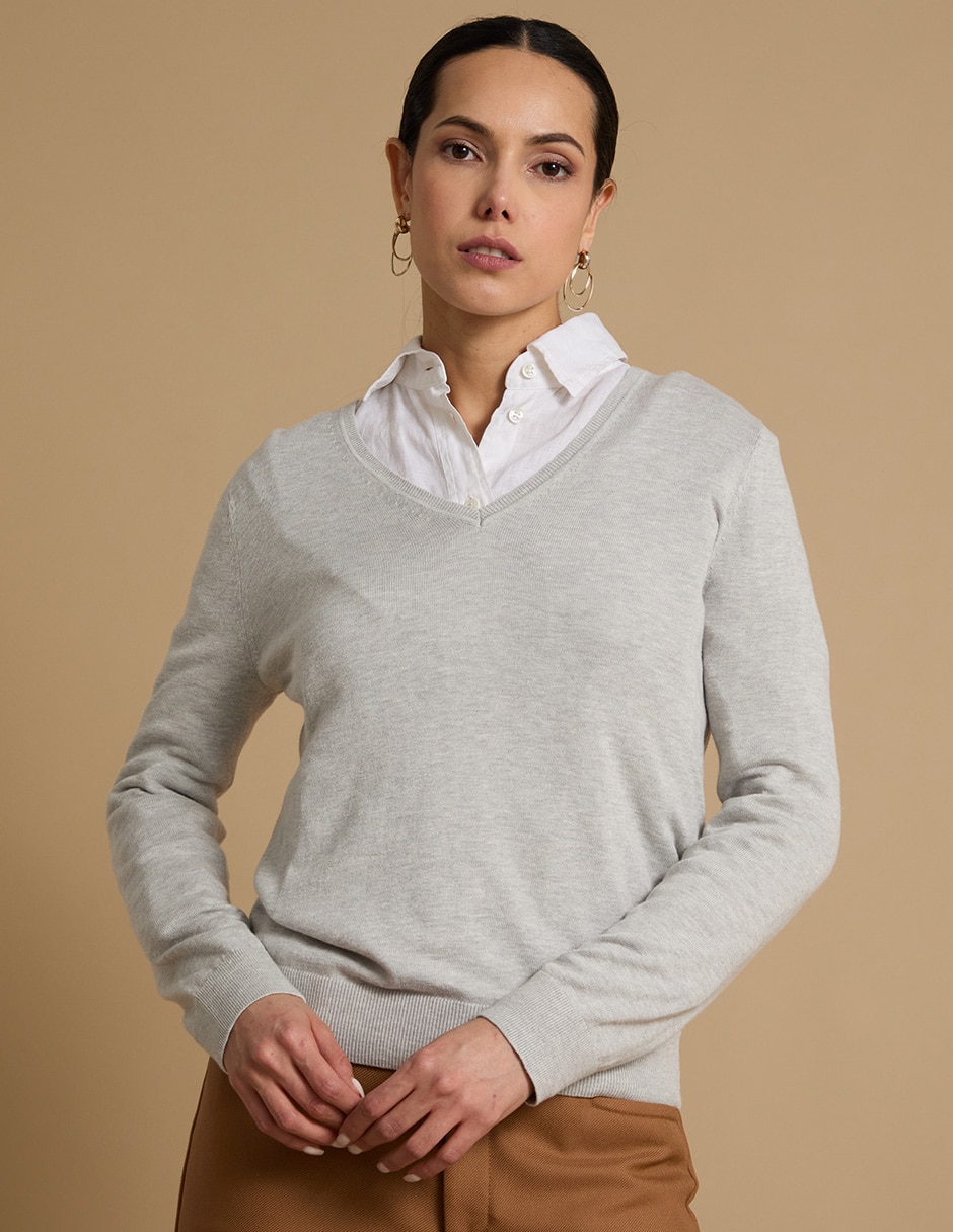 Suéter cuello v para mujer