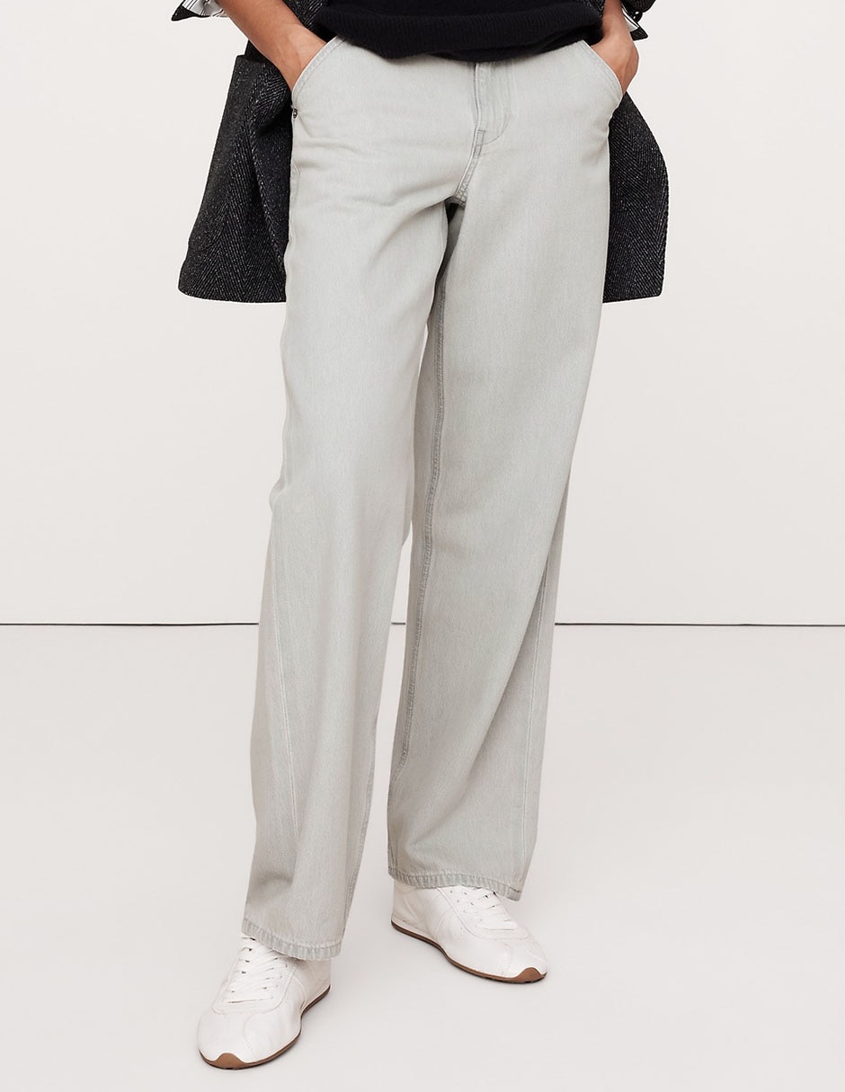 Jeans relaxed straight corte cintura para mujer 1