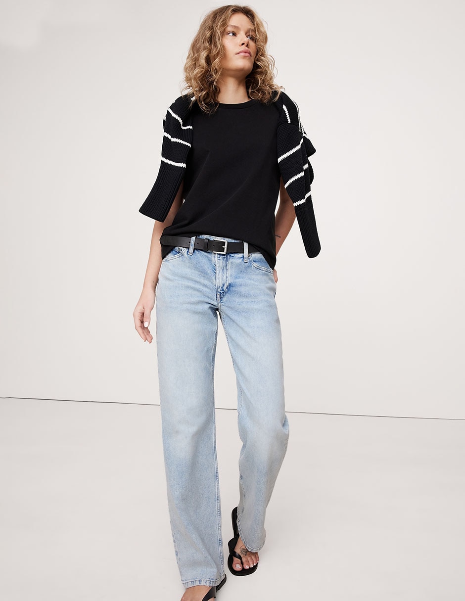 Jeans straight corte cintura para mujer 1