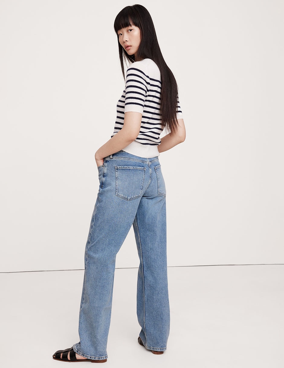 Jeans straight corte cintura para mujer 2