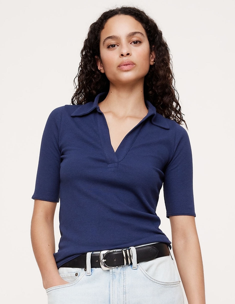 Suburbia Playera Tipo Polo Azul Marino Mujer Gloria Vanderbilt