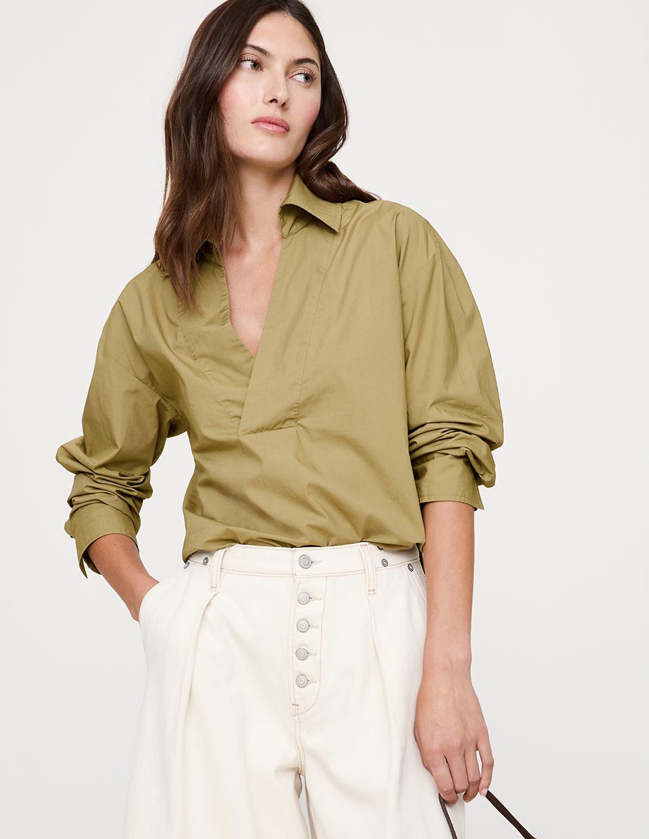Camisa de algodón manga larga para mujer 1