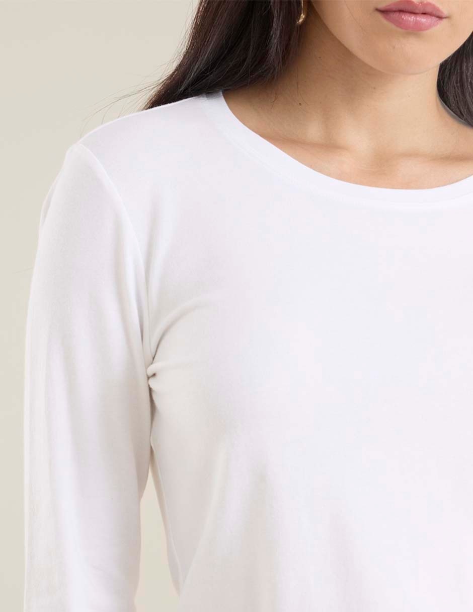 Playera manga larga cuello redondo para mujer 4