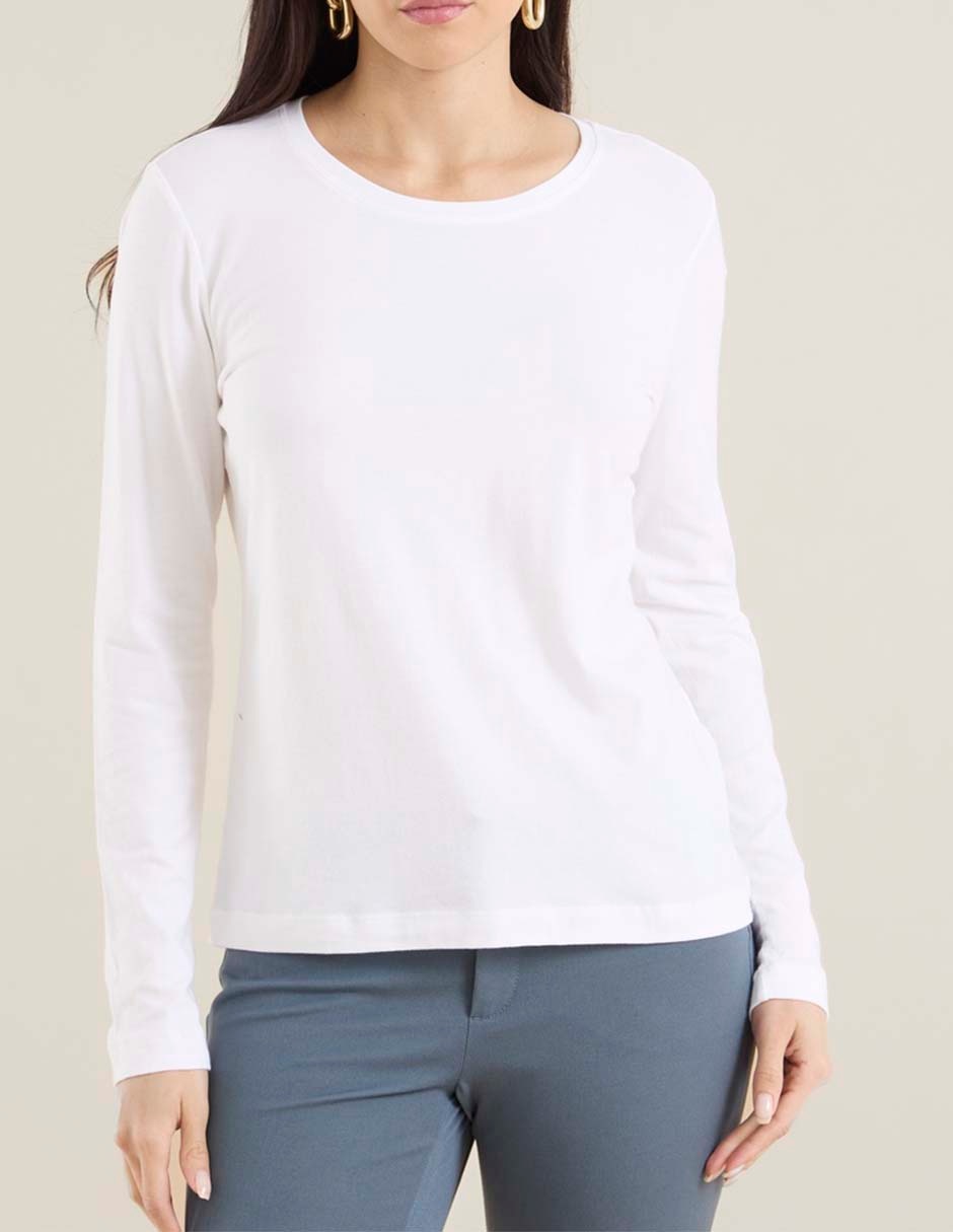 Playera manga larga cuello redondo para mujer 5