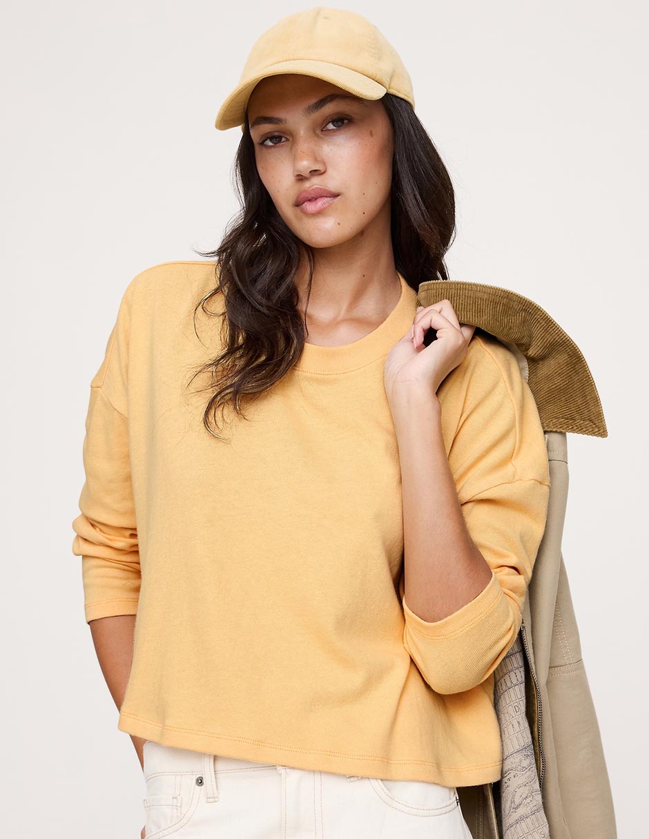 Playera manga larga cuello redondo para mujer 1