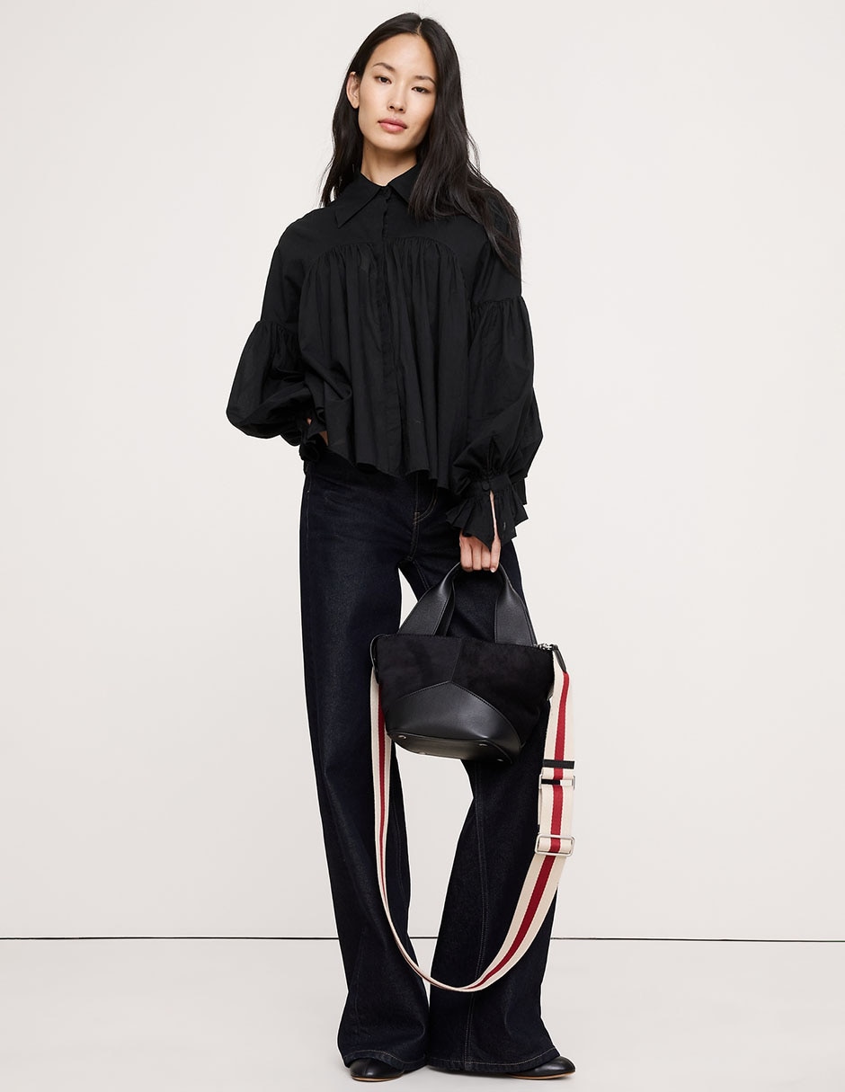 Blusa de algodón manga larga para mujer