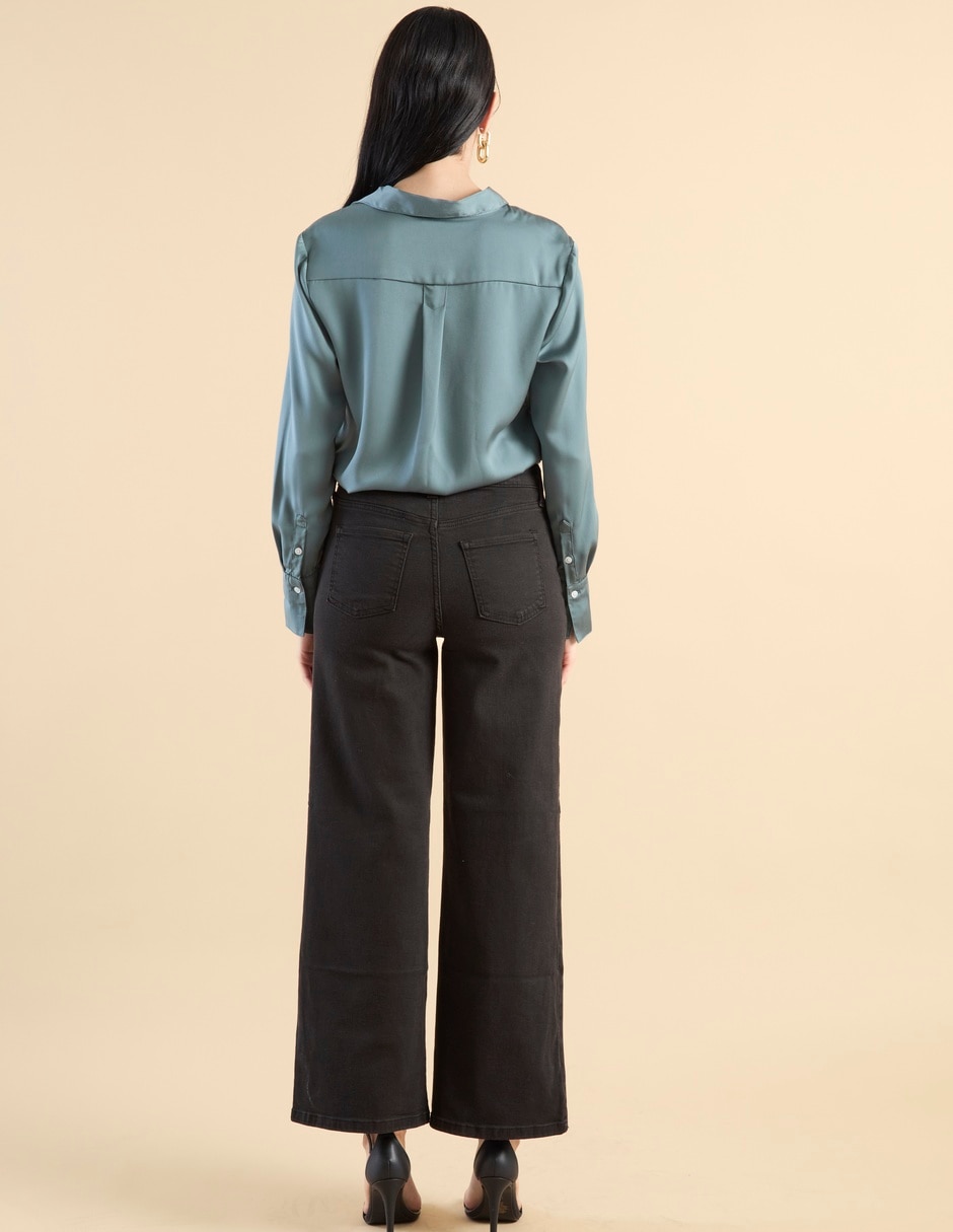 Jeans wide leg cintura alta para mujer 2