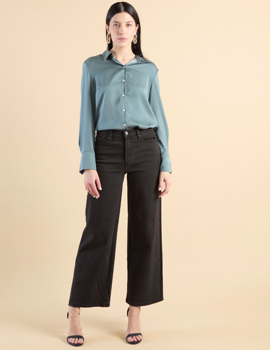 Jeans wide leg cintura alta para mujer 3