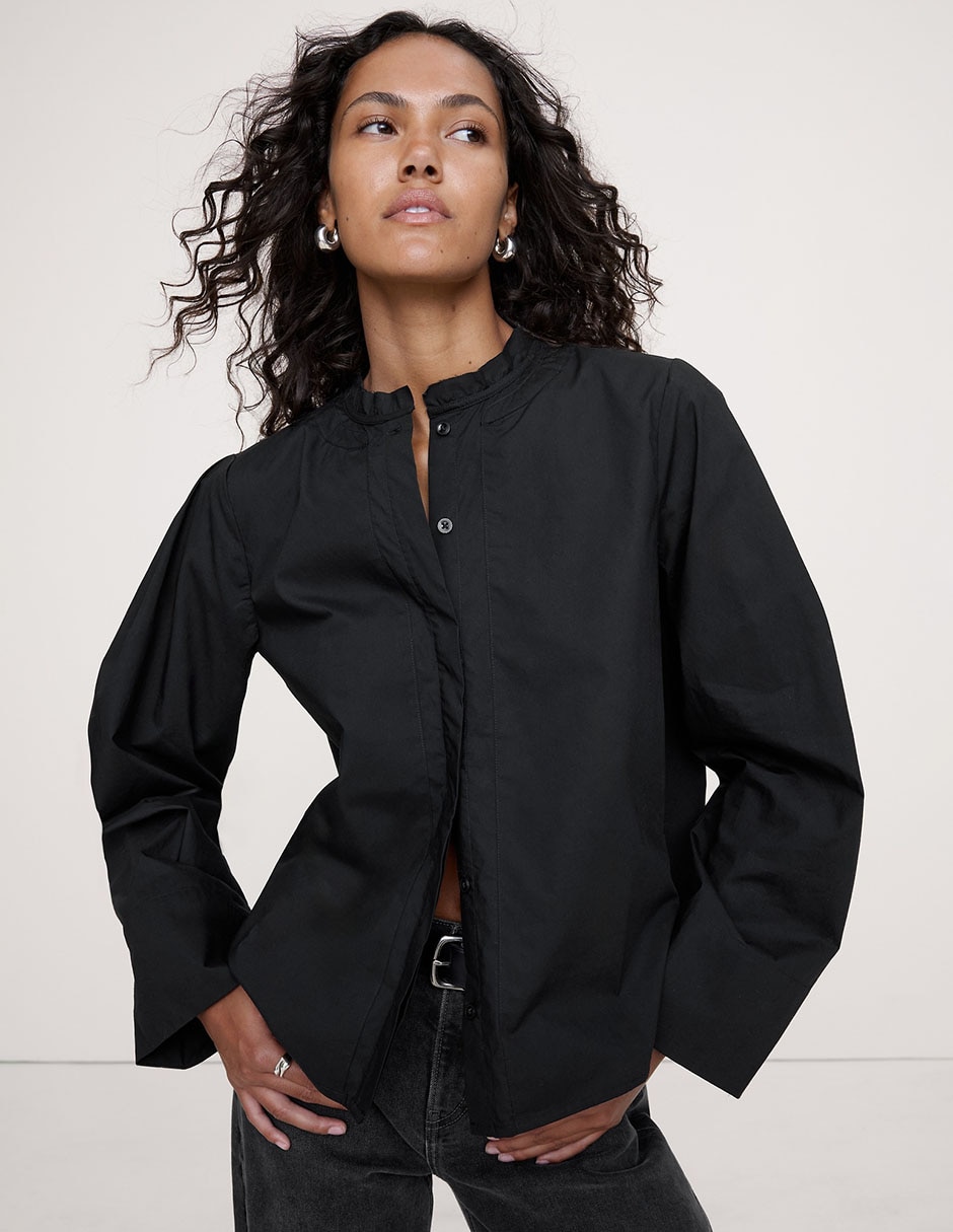 Camisa de algodón manga larga para mujer