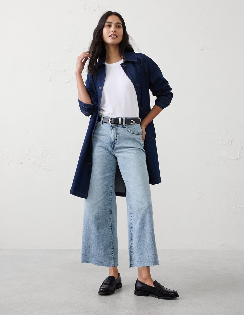 Jeans relaxed wide leg cintura media para mujer