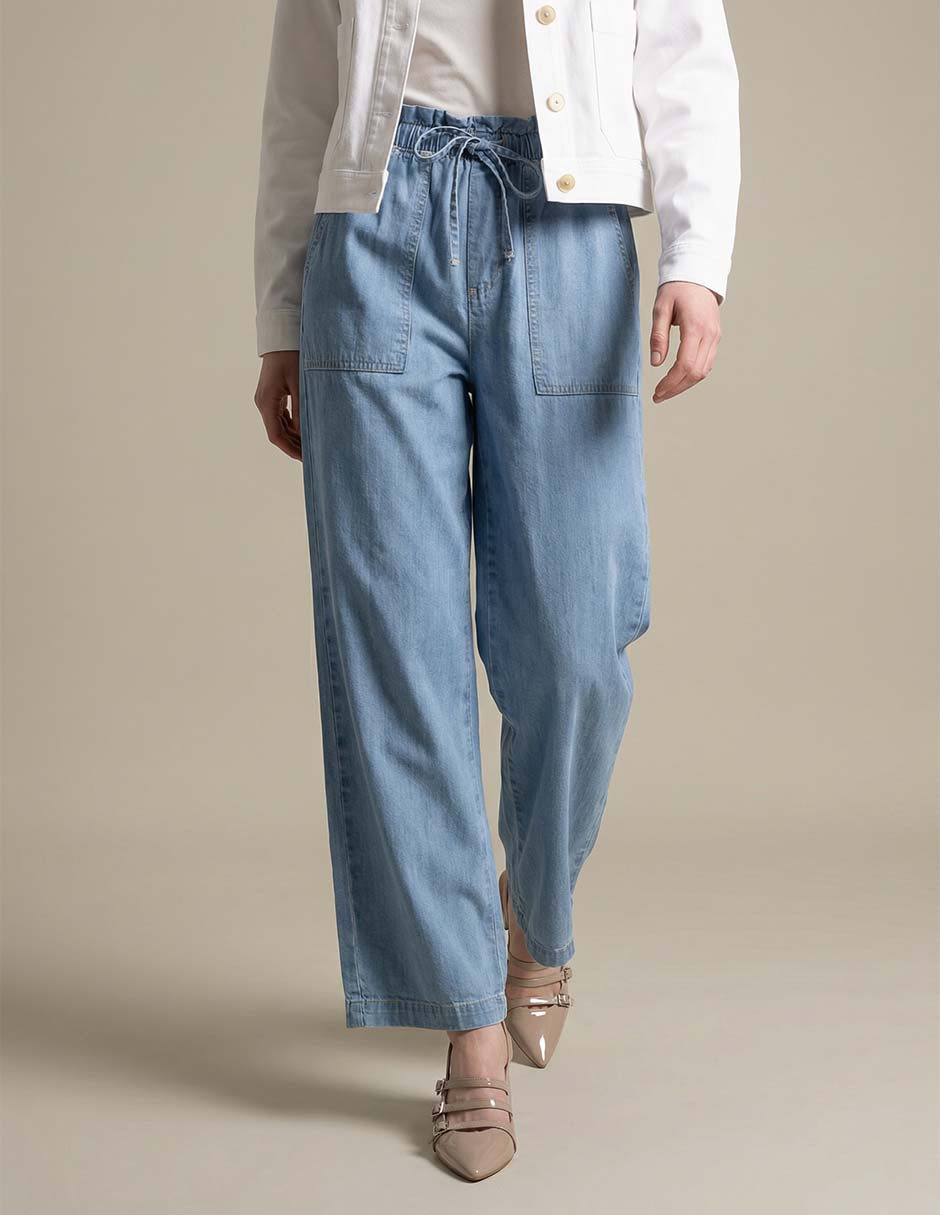 Jeans relaxed straight cintura media para mujer