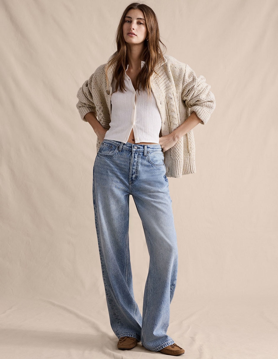 Jeans relaxed amplio cintura para mujer