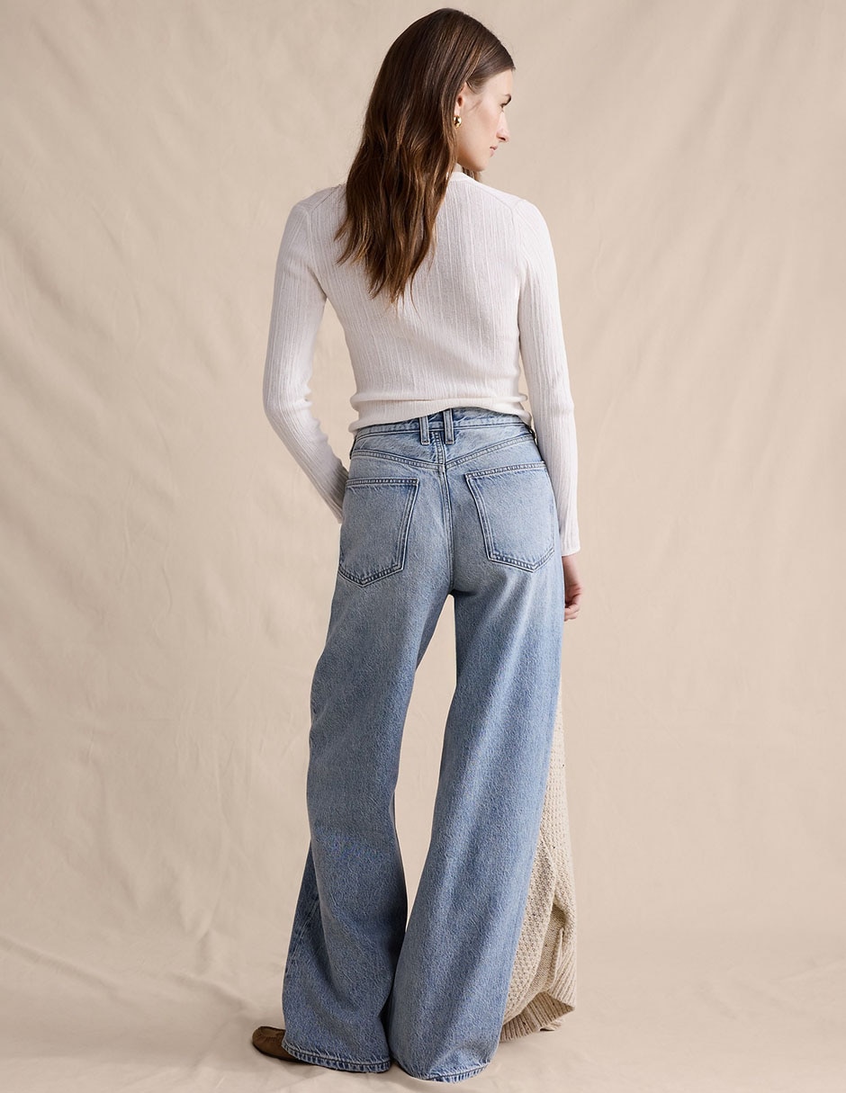 Jeans relaxed amplio cintura para mujer 2