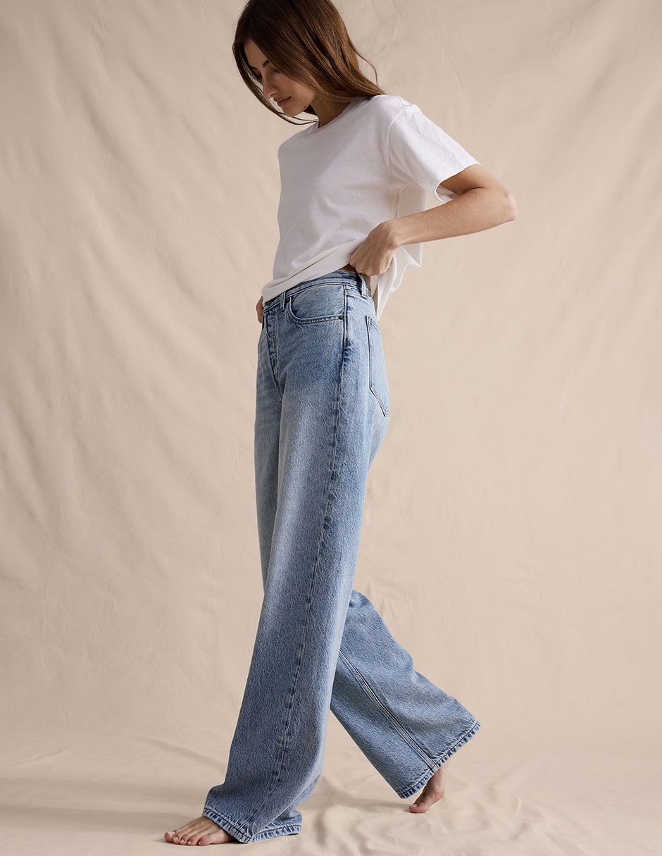 Jeans relaxed amplio cintura para mujer 4