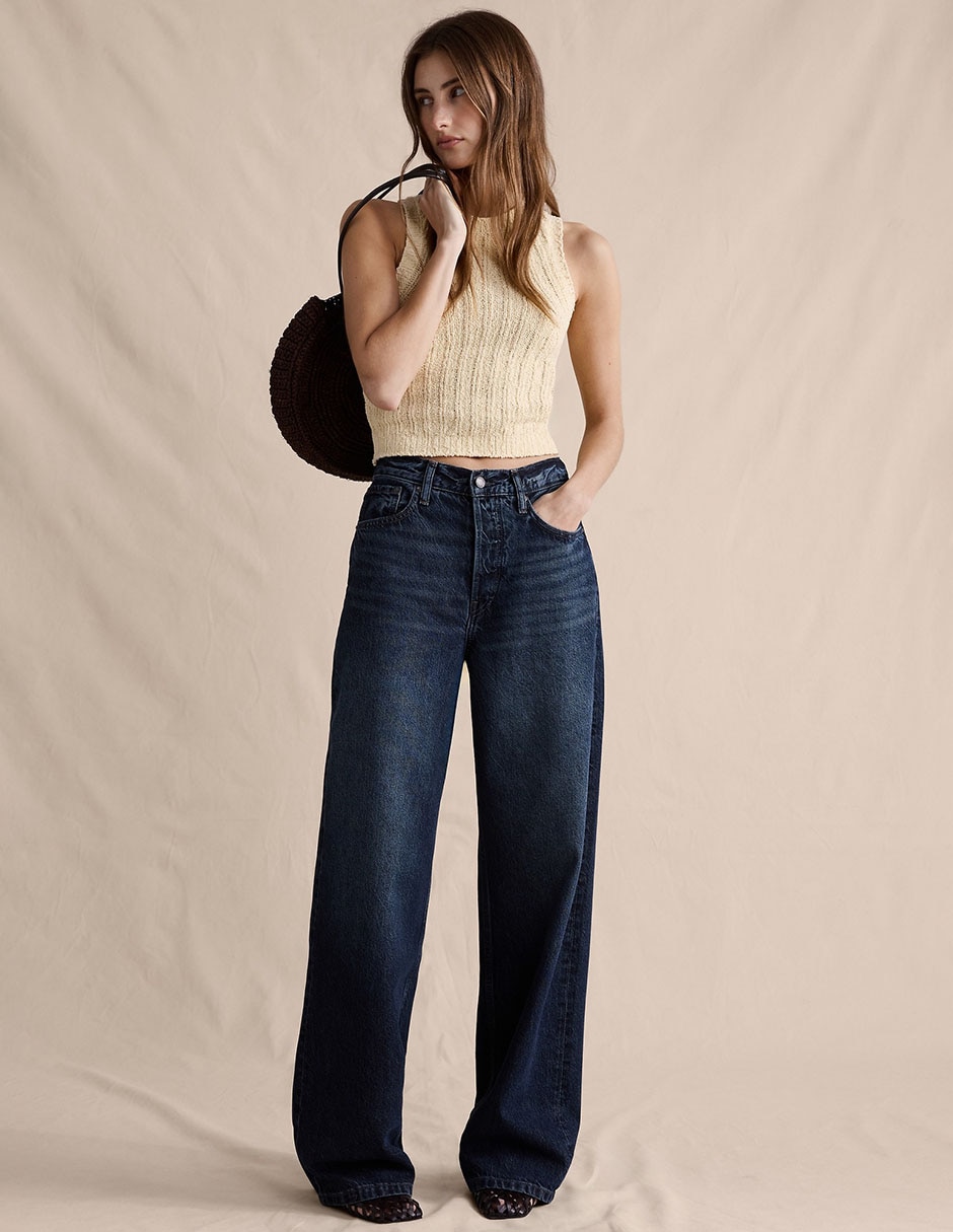 Jeans relaxed amplio cintura para mujer Jeans relaxed amplio cintura para mujer