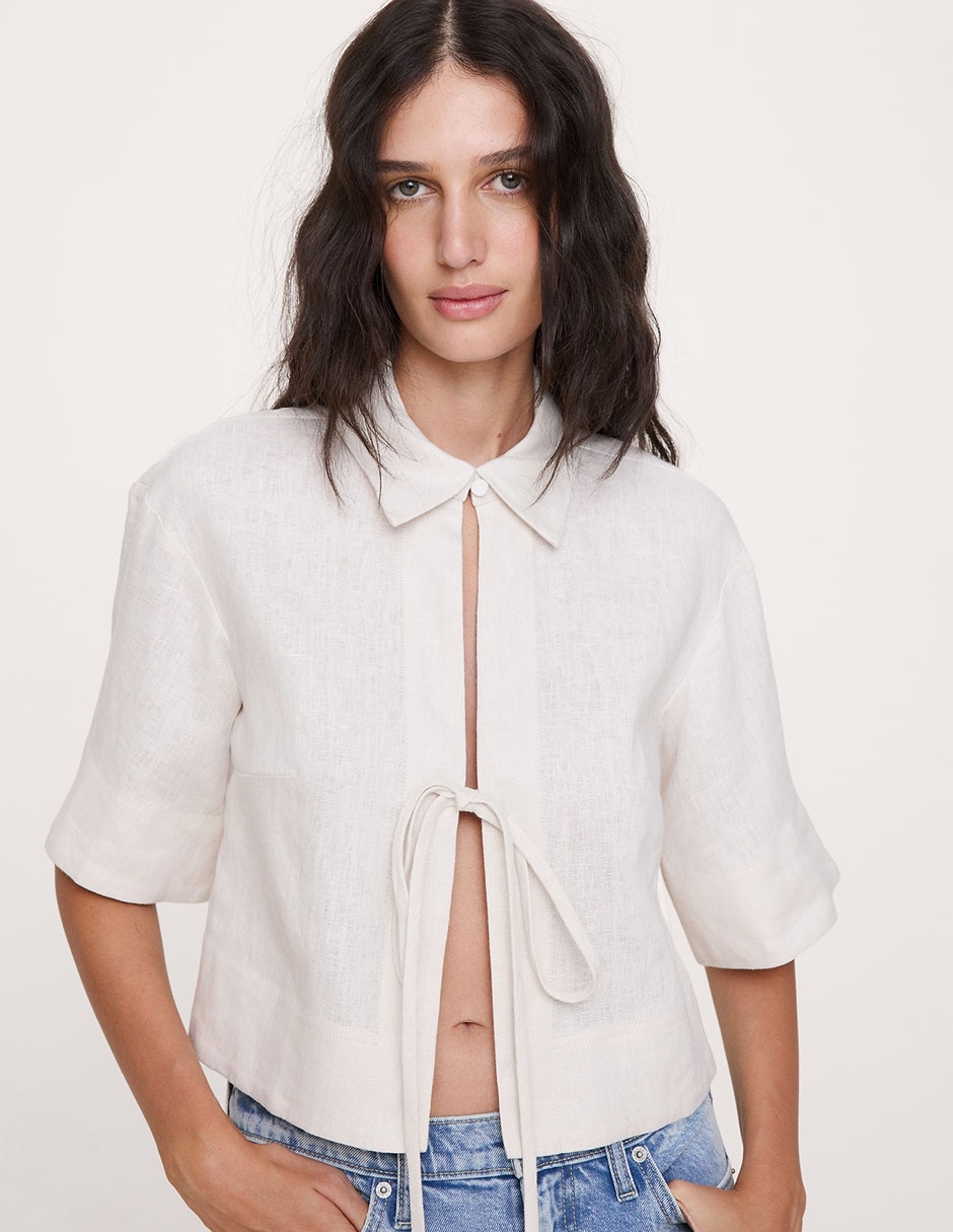 Blusa manga al codo para mujer