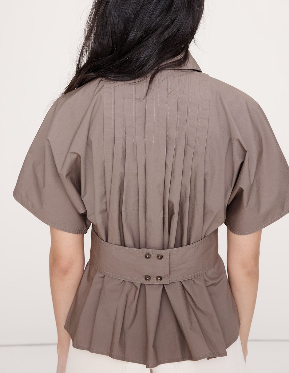 Blusa camisera manga corta para mujer