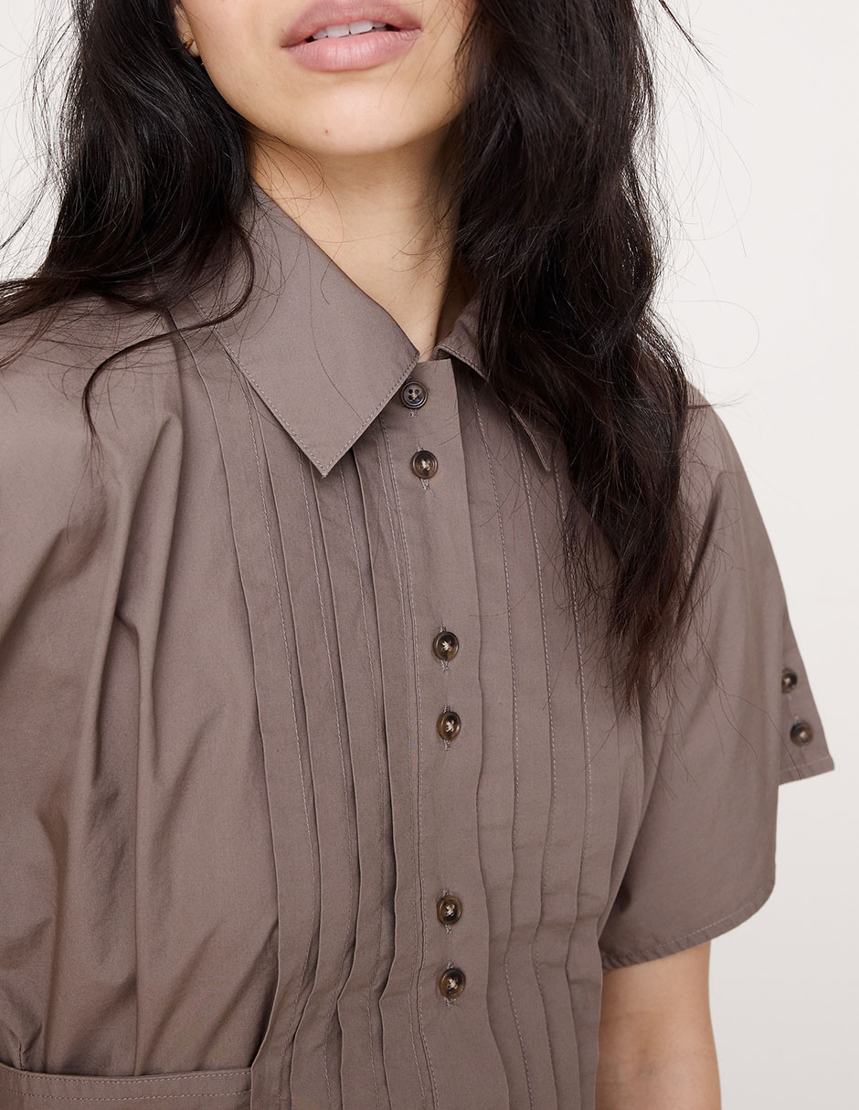 Blusa camisera manga corta para mujer