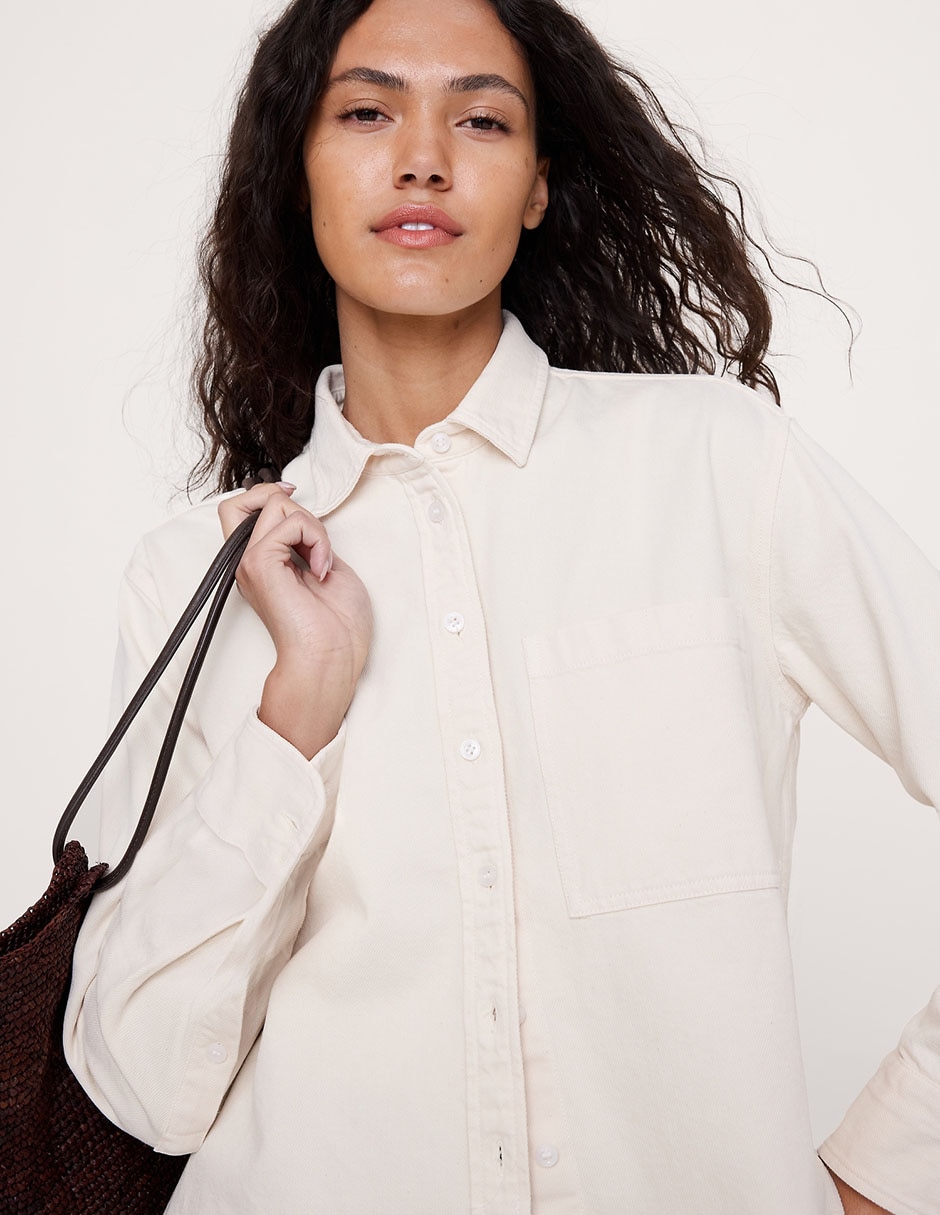 Camisa de algodón manga larga para mujer