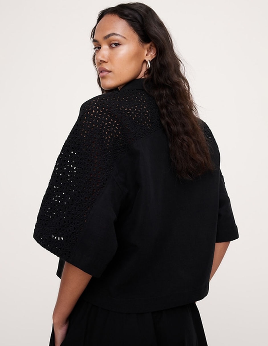 Camisa de lino manga 3/4 para mujer