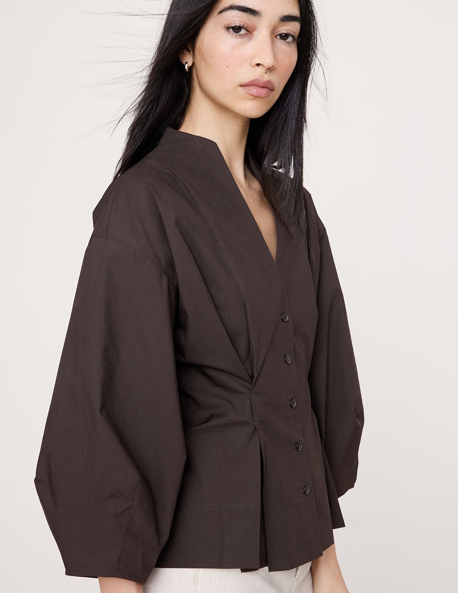 Blusa peplum manga larga para mujer