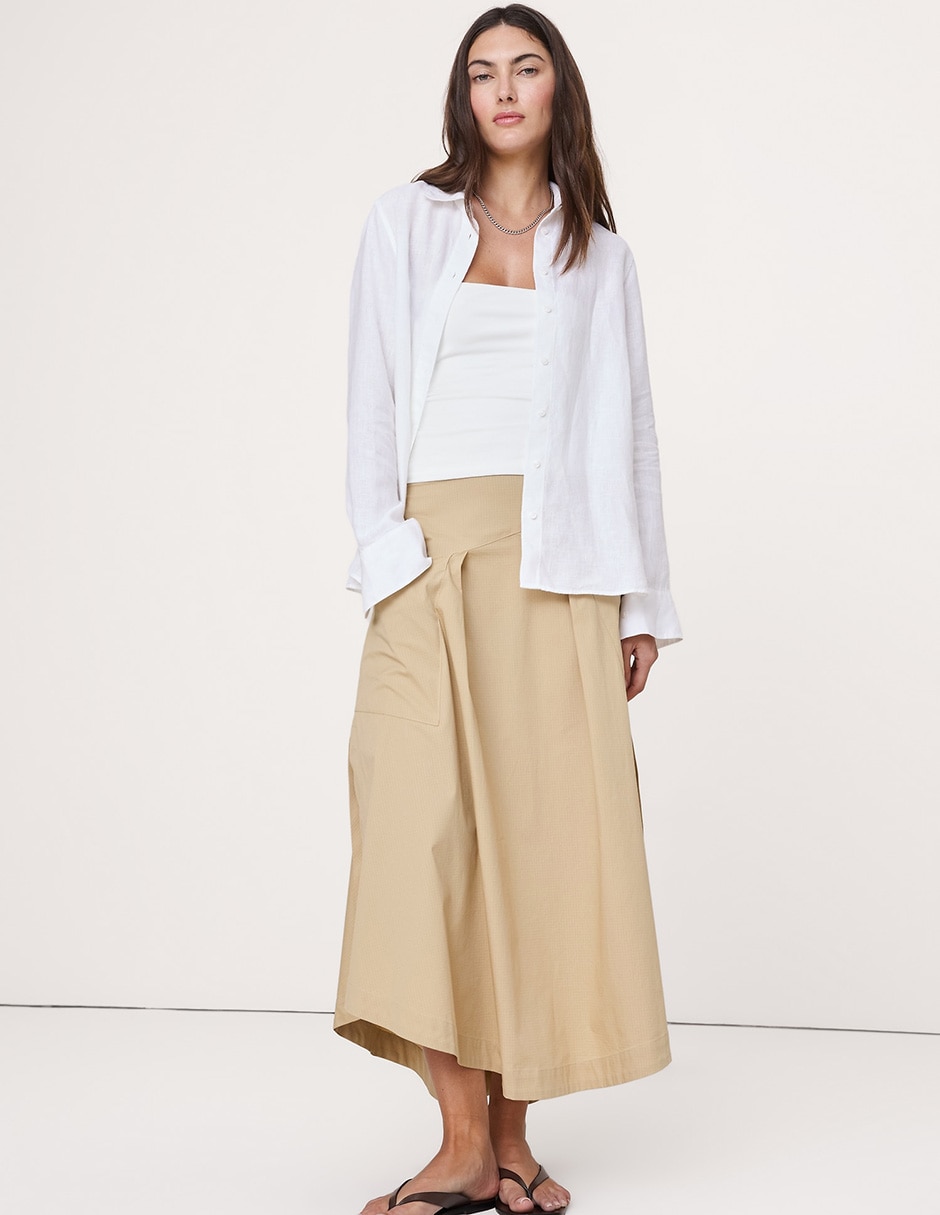 Camisa de lino manga larga para mujer