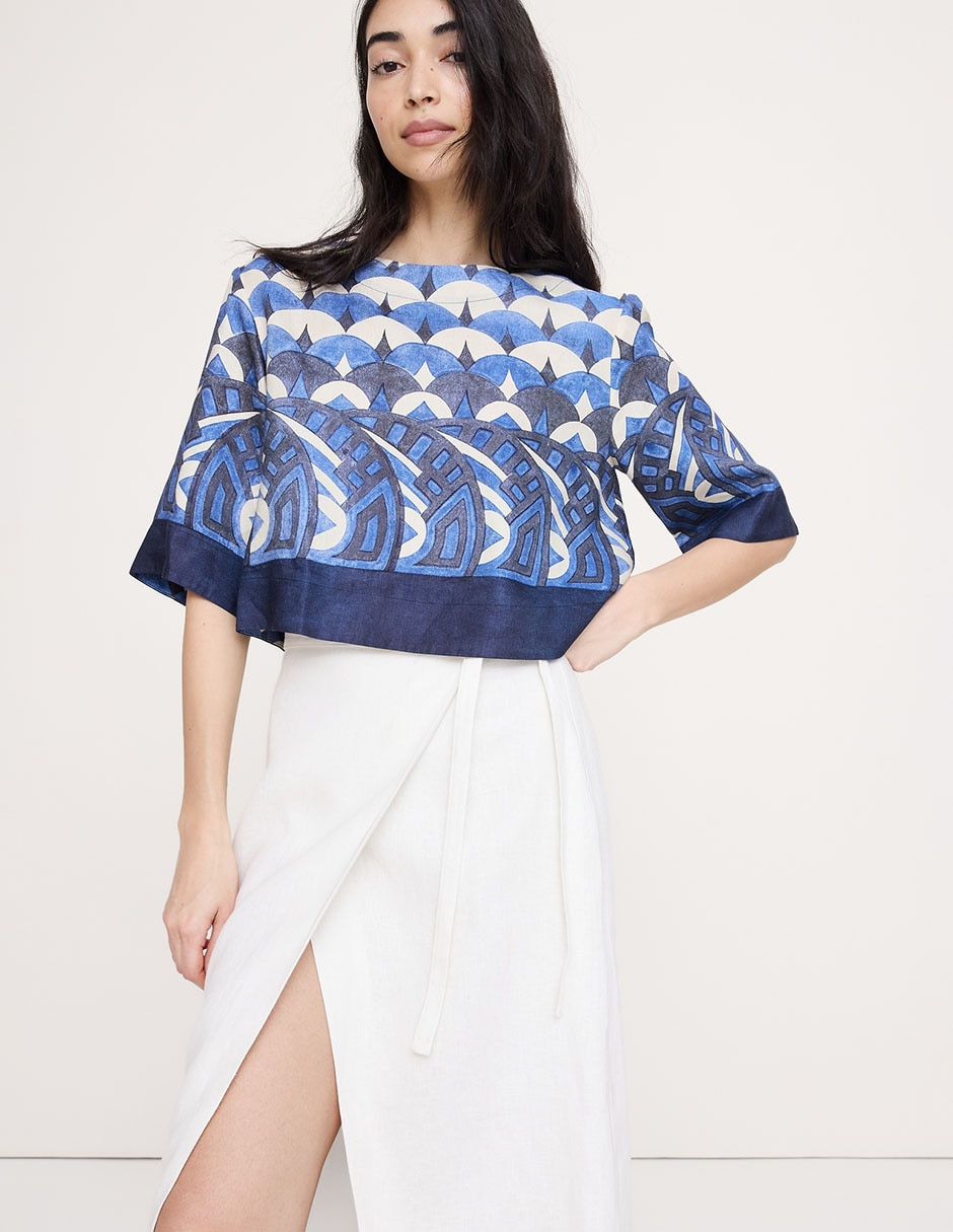 Blusa manga al codo para mujer